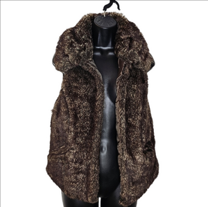 Jou Jou Brown  Vegan Fur Vest, Women's Size L